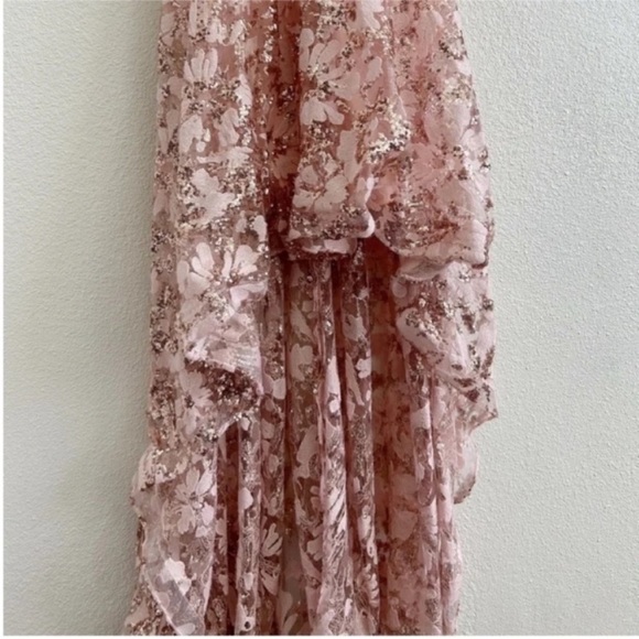 Eliza J Embroidered Sequin Embellished High Low Gown - Picture 6 of 9